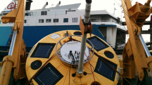 Wavescan buoy on R/V AEGAEO's deck (February 2013)