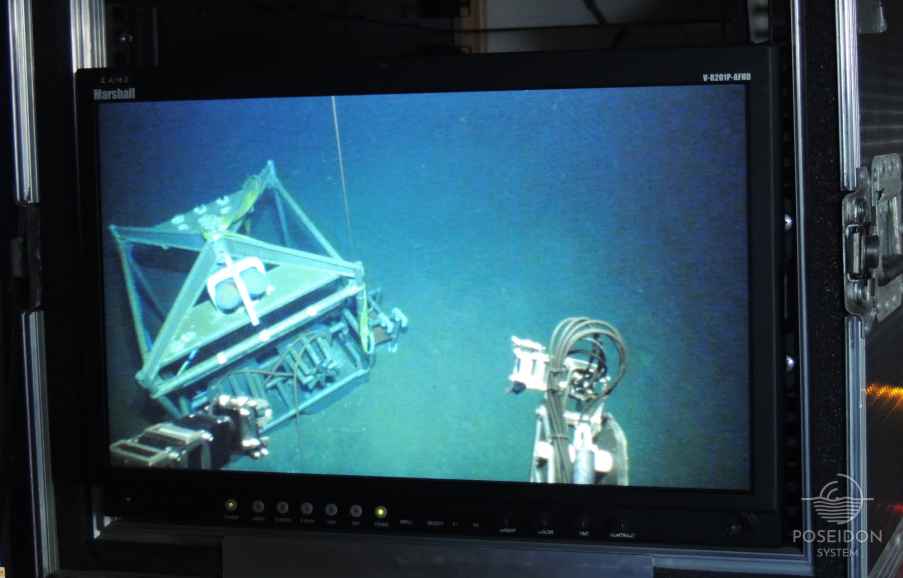 ROV is approaching the cabled observatory at the bottom of SE Ionian