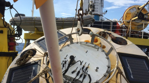 Athos buoy after maintenance on its way for redeployment (June 2018)