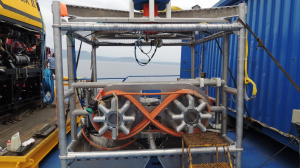 The seabed platform on the deck ready for deployment (May 2018)