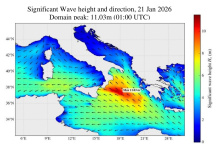 Storm Harry - Significant wave height and wave direction 21 January 2026