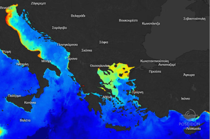 Δορυφορικά δεδομένα χλωροφύλλης στην επιφάνεια της θάλασσας - Δεδομένα από το Copernicus Marine Service